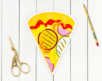 Cartolina Pizza Ortolana - Cartolina Pizza - Regalo Pizza - Cartolina Cibo - Cartolina Fustellata - Cartolina Sagomata - Regalo Cibo