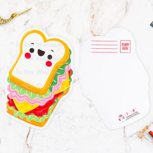 Carte postale sandwich - carte postale pizza - carte postale nourriture - carte postale restauration rapide - carte postale nourriture kawaii - carte postale découpée, format A6