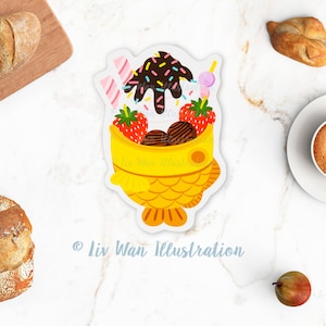 Carte postale coupe glacée Taiyaki. Carte postale amusante en forme de nouveauté. Format A6
