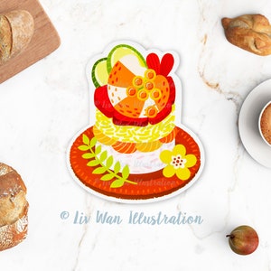 Carte postale Oshi Sushi - Carte postale nourriture - Carte postale sushi - Illustration culinaire - Carte postale en forme - Carte postale découpée - Sushi Kawaii