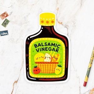 Carte postale au vinaigre balsamique - Carte postale au vinaigre - Carte postale alimentaire - Illustration culinaire - Carte postale découpée - Carte postale en forme - Cadeau gastronomique