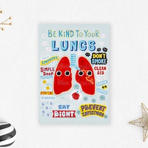 Sea amable con su postal de los pulmones. Anatomía humana Cuídate Divertidas postales motivacionales. Postal de coleccionista de primera calidad.
