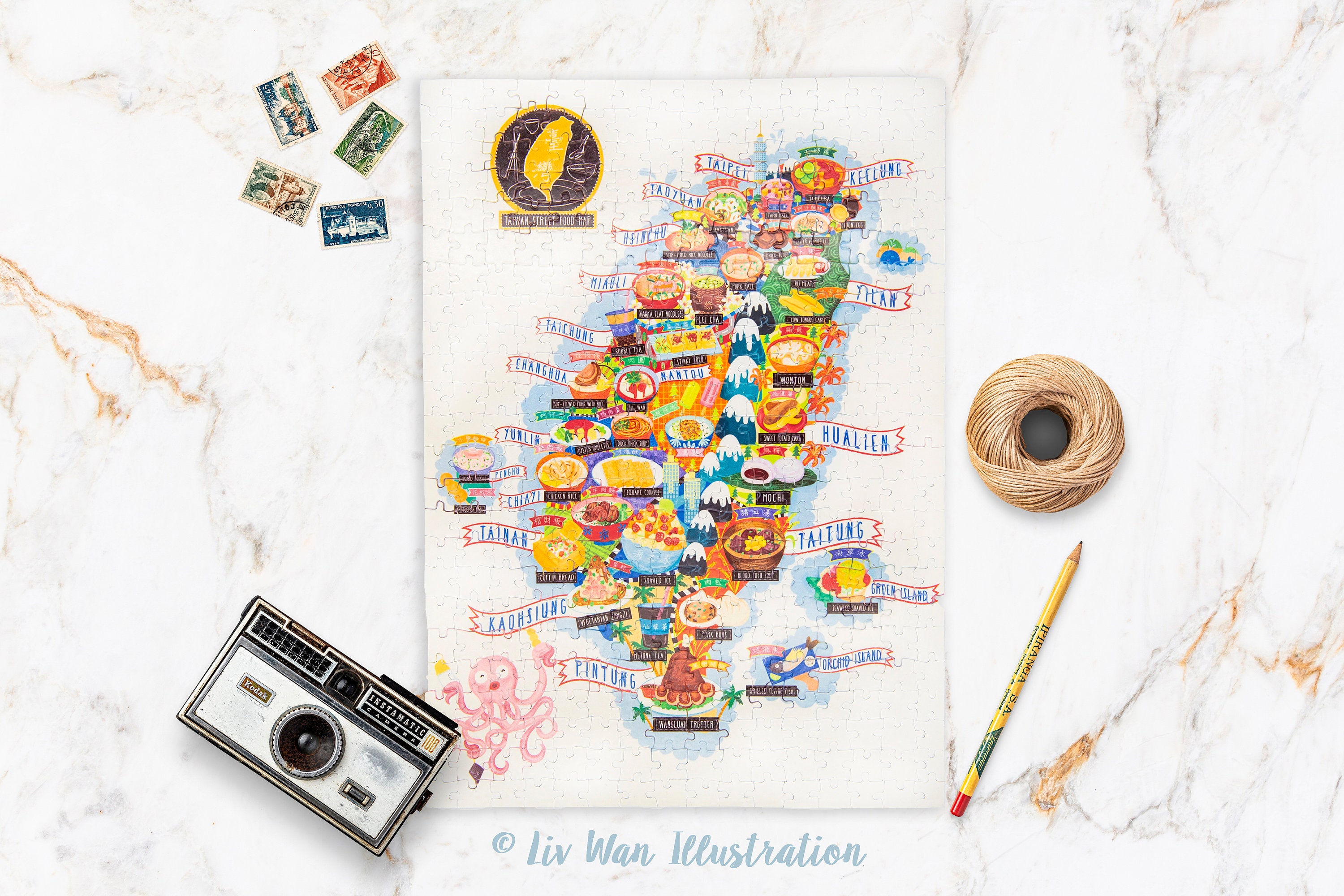 France Food Map Jigsaw Puzzle Premium Hand-made 300 Piece Jigsaw Puzzle 