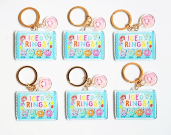 Party Rings Keychain - Keychain Gift - Kawaii Keychain - Kawaii Gift - Cute Keychain - Acrylic Keychain - Food Keychain