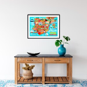 Póster de mapa de España - Mapa de España - Mapa de España - Mapa ilustrado de España - Arte mural - Decoración del hogar - Regalo para el hogar - Póster de regalo - Envío gratuito imagen 3