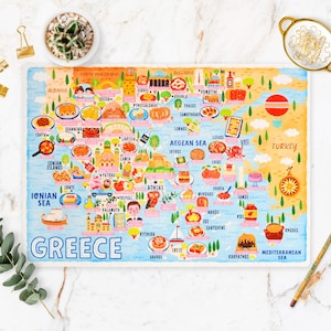 Griechenland Kartenpuzzle - Landkarte von Griechenland - Griechenland Landkarte - Puzzle Geschenk - Illustrierte Griechenland Landkarte - 300 Teile Puzzle