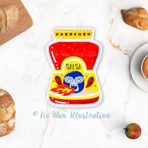 Carte postale de sauce salsa - carte postale de nourriture - carte postale de salsa - illustration de nourriture - carte postale découpée - carte postale en forme - cadeau de nourriture