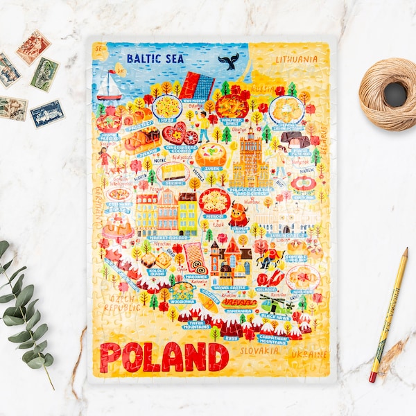 Poland Map Puzzle - Map of Poland - Poland Map - Puzzle gift - Illustrated Poland Map - 300 piece jigsaw