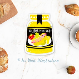 Carte postale moutarde anglaise - Carte postale alimentaire - Carte postale moutarde - Illustration culinaire - Carte postale découpée - Carte postale en forme - Cadeau nourriture