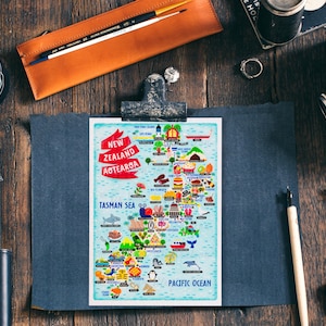 Carte postale de la Nouvelle-Zélande - carte de la Nouvelle-Zélande - carte de la Nouvelle-Zélande - carte illustrée de la Nouvelle-Zélande - cadeau de voyage - carte postale A6
