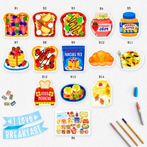 Collection de cartes postales de petit-déjeuner - Carte postale de nourriture - Carte postale de cuisine - Illustration de nourriture - Carte postale découpée - Carte postale en forme