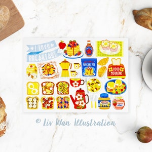 I Love Frühstück Postkarte. Lustige Postkarte zum Thema Essen, A6 Größe