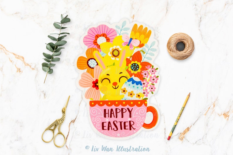 de la collection Happy Easter Bunny Cartes postales de printemps du lapin de Pâques, autocollants, autocollants de planificateur image 5