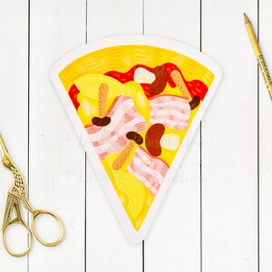 Carte postale Pizza Capricciosa - Carte postale pizza - Cadeau pizza - Carte postale nourriture - Carte postale découpée - Carte postale en forme - Cadeau nourriture