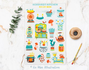 Hobbyist Kitchen Sticker sheet - Kawaii sticker sheet - Kawaii stationary - cute sticker sheet - laptop & phone case stickers