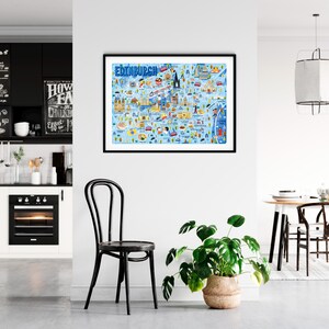 Edinburgh Map Poster - Edinburgh Map -  Map of Edinburgh - Illustrated Edinburgh Map - Wall Art - Home Decor - Home Gift - Poster Gift