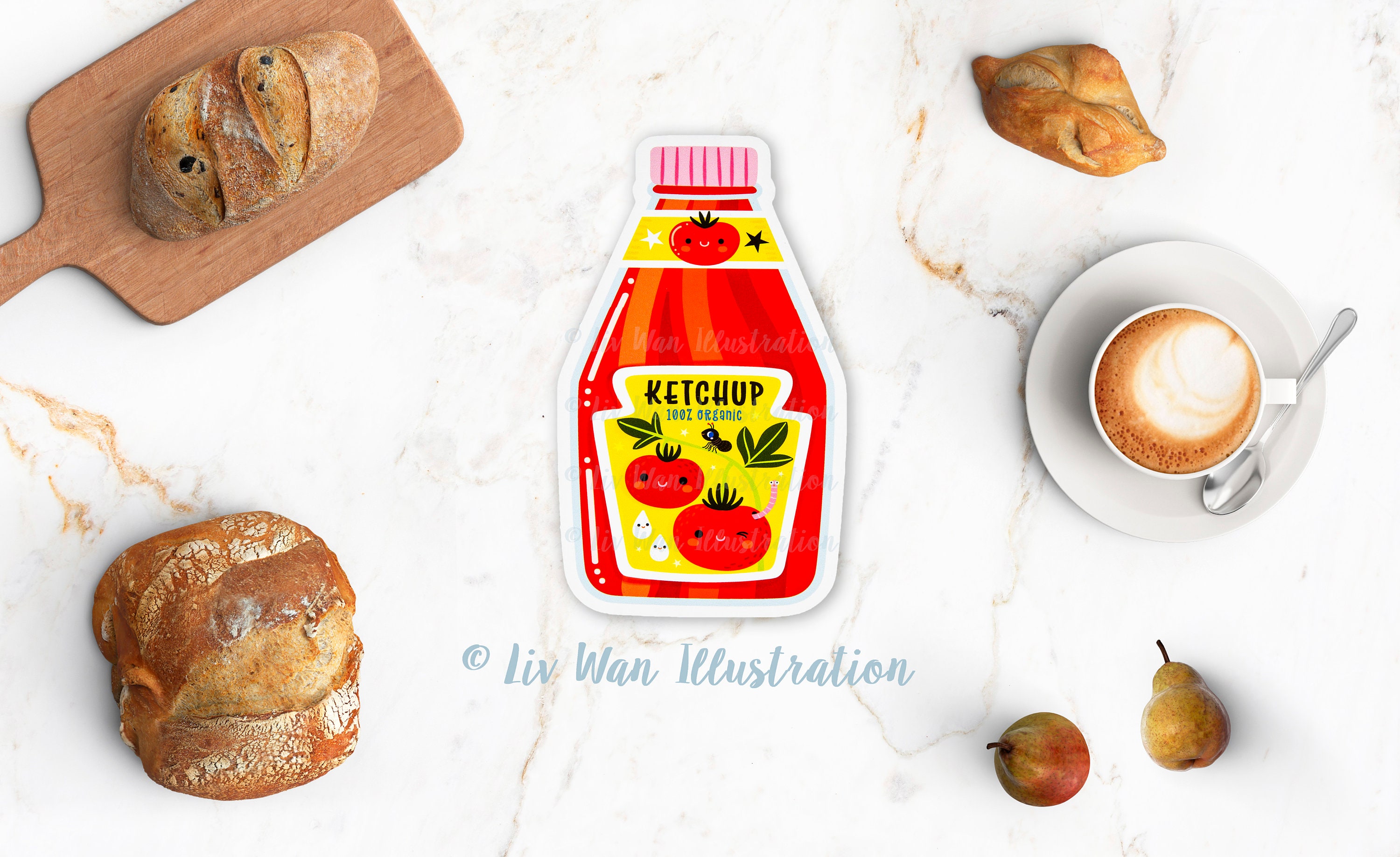 Condiments Postcard Collection - Food Postcard - Food Illustration ...