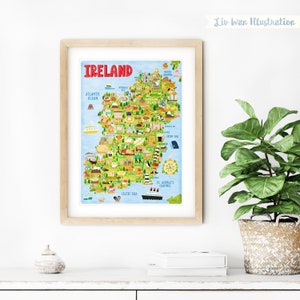 Irland Karte Poster - Irland Karte - Landkarte von Irland - Illustrierte Irland Karte - Wandkunst - Wohnkultur - Geschenk für Haus - Poster Geschenk