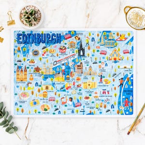Puzzle Carte d'Édimbourg - Carte d'Édimbourg - Carte d'Édimbourg - Cadeau puzzle - Carte d'Édimbourg illustrée - Puzzle de 300 pièces