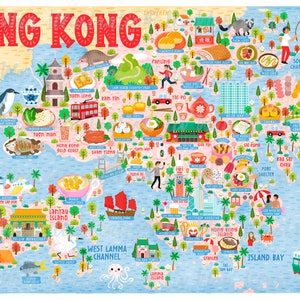 Hong Kong Map Poster Hong Kong Map Map of Hong Kong Illustrated Hong Kong Map Wall Art Home Decor Home Gift image 4