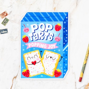 Carte postale Pop Tarts (PTY18) - Cadeau Pop Tarts - Carte postale de nourriture - Illustration de nourriture - Carte postale découpée - Carte postale en forme - Cadeau de nourriture