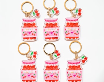 Cocktail Cherries Keychain - Keychain Gift - Kawaii Keychain - Kawaii Gift - Cute Keychain - Acrylic Keychain - Food Keychain