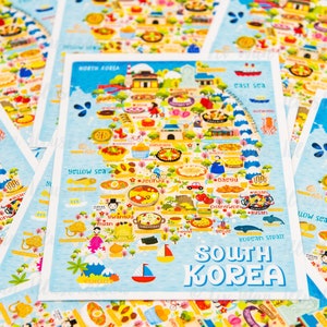 South Korea Map Postcard Map of South Korea South Korea Map Illustrated South Korea Map Travel Gift A6 postcard image 3