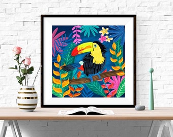 Toucan Bird Poster. Cute bird art print poster