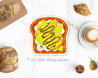 Grilled Peach Postcard - Toast Postcard - Breakfast postcard - Food Postcard - Die Cut Postcard - Shaped Postcard - Food gift