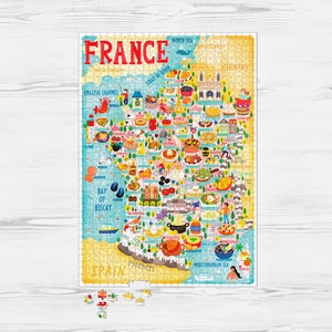 Puzzle Carte de France - Carte de France - Carte de France - Cadeau puzzle - Carte de France illustrée - Puzzle de 1000 pièces
