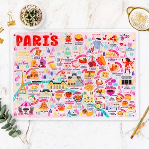 Rompecabezas de mapa de París - Mapa de París - Mapa de París - Rompecabezas de regalo - Mapa de París ilustrado - Rompecabezas de 300 piezas