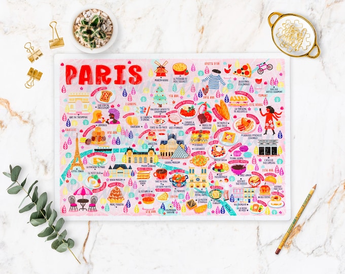 Paris Map Puzzle - Map of Paris - Paris Map - Puzzle gift - Illustrated Paris Map - 300 piece jigsaw