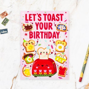Carte postale pour un toast (BDY24-4), amusante carte d'anniversaire A6 faite main