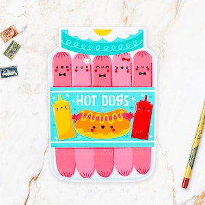 Carte postale de hot-dogs (PTY16). Carte postale de nourriture - Illustration de nourriture - Carte postale découpée - Carte postale en forme - Cadeau de nourriture