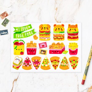 Postal Me encanta la comida rápida - Regalo de comida rápida - Postal de comida rápida - Postal de comida - Postal de comida kawaii - Postal de regalo - Postal A6