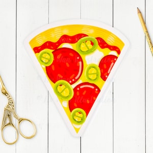 Carte postale Pizza alla Diavola - Carte postale pizza - Cadeau pizza - Carte postale nourriture - Carte postale découpée - Carte postale en forme - Cadeau nourriture - Pizza kawaii