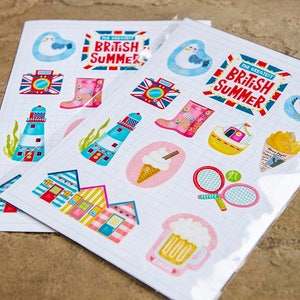 UK Summer Sticker sheet - Kawaii sticker sheet - Kawaii stationary - cute sticker sheet - laptop & phone case stickers