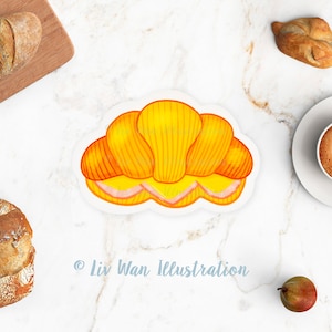 Carte postale croissant - Carte postale de nourriture - Carte postale de cuisine - Illustration de nourriture - Carte postale découpée - Carte postale en forme - Cadeau de nourriture