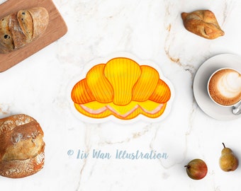 Carte postale croissant - Carte postale de nourriture - Carte postale de cuisine - Illustration de nourriture - Carte postale découpée - Carte postale en forme - Cadeau de nourriture