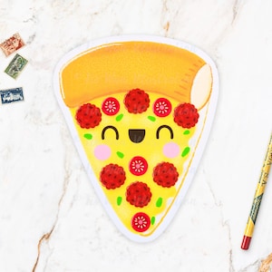 Carte postale pizza aux boulettes de viande - carte postale pizza - carte postale nourriture - carte postale restauration rapide - carte postale cuisine kawaii - carte postale découpée, format A6