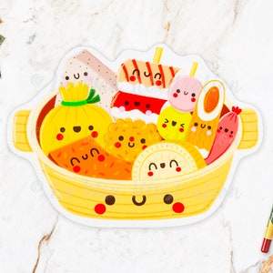 Carte postale kawaii Oden - carte postale Oden - cadeau Oden - cadeau kawaii - carte postale kawaii - illustration culinaire - carte postale découpée - carte postale en forme