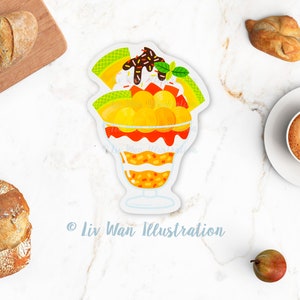 Carte postale crème glacée melon - carte postale crème glacée - cadeau crème glacée - carte postale nourriture - carte postale en forme - crème glacée kawaii