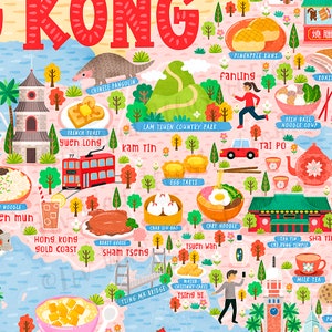 Hong Kong Map Poster Hong Kong Map Map of Hong Kong Illustrated Hong Kong Map Wall Art Home Decor Home Gift image 6