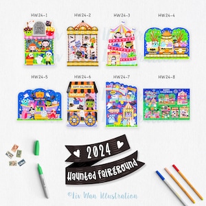 Haunted Fair Ground postcard collection, fun handmade postcards, choose up to 8 cards