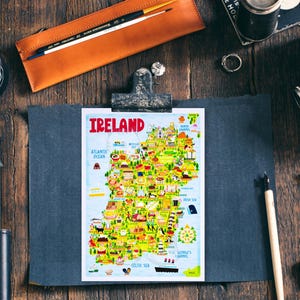 Ireland Map Postcard - Map of Ireland - Ireland Map - Illustrated Ireland Map - Travel Gift - A6 postcard