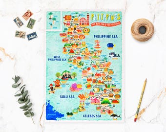 Philippines Map Puzzle - Map of Philippines - Philippines Map - Puzzle gift - Illustrated Philippines Map - 300 piece jigsaw