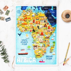 Rompecabezas de mapa de África - Mapa de África - Mapa de África - Rompecabezas de regalo - Mapa de África ilustrado - Rompecabezas de 300 piezas