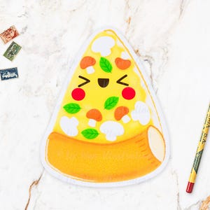 Carte postale pizza aux champignons - carte postale pizza - carte postale nourriture - carte postale restauration rapide - carte postale cuisine kawaii - carte postale découpée, format A6
