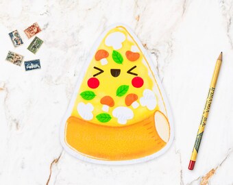 Carte postale pizza aux champignons - carte postale pizza - carte postale nourriture - carte postale restauration rapide - carte postale cuisine kawaii - carte postale découpée, format A6