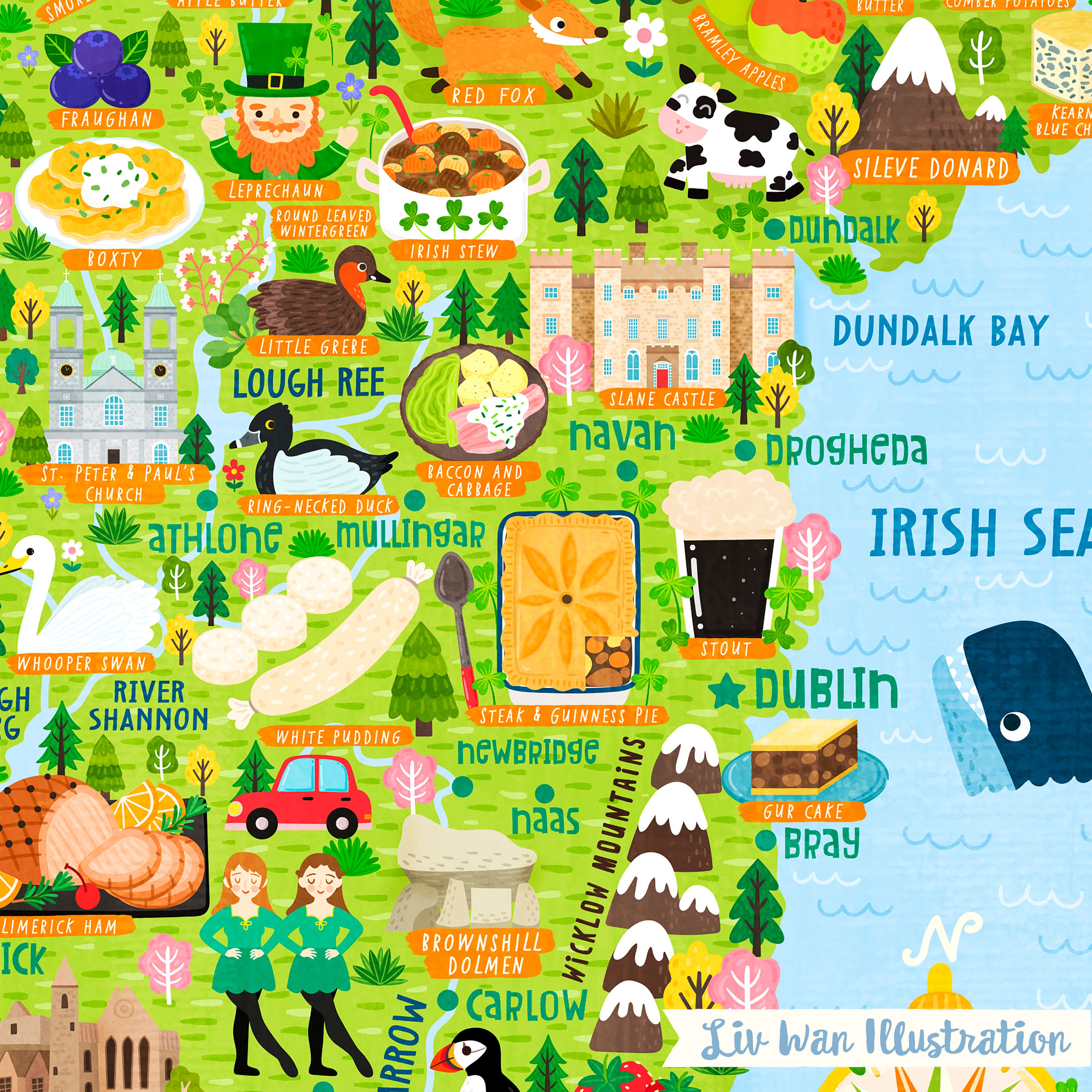 Ireland Map Illustration Wall Art. Beautiful Ireland Map Etsy